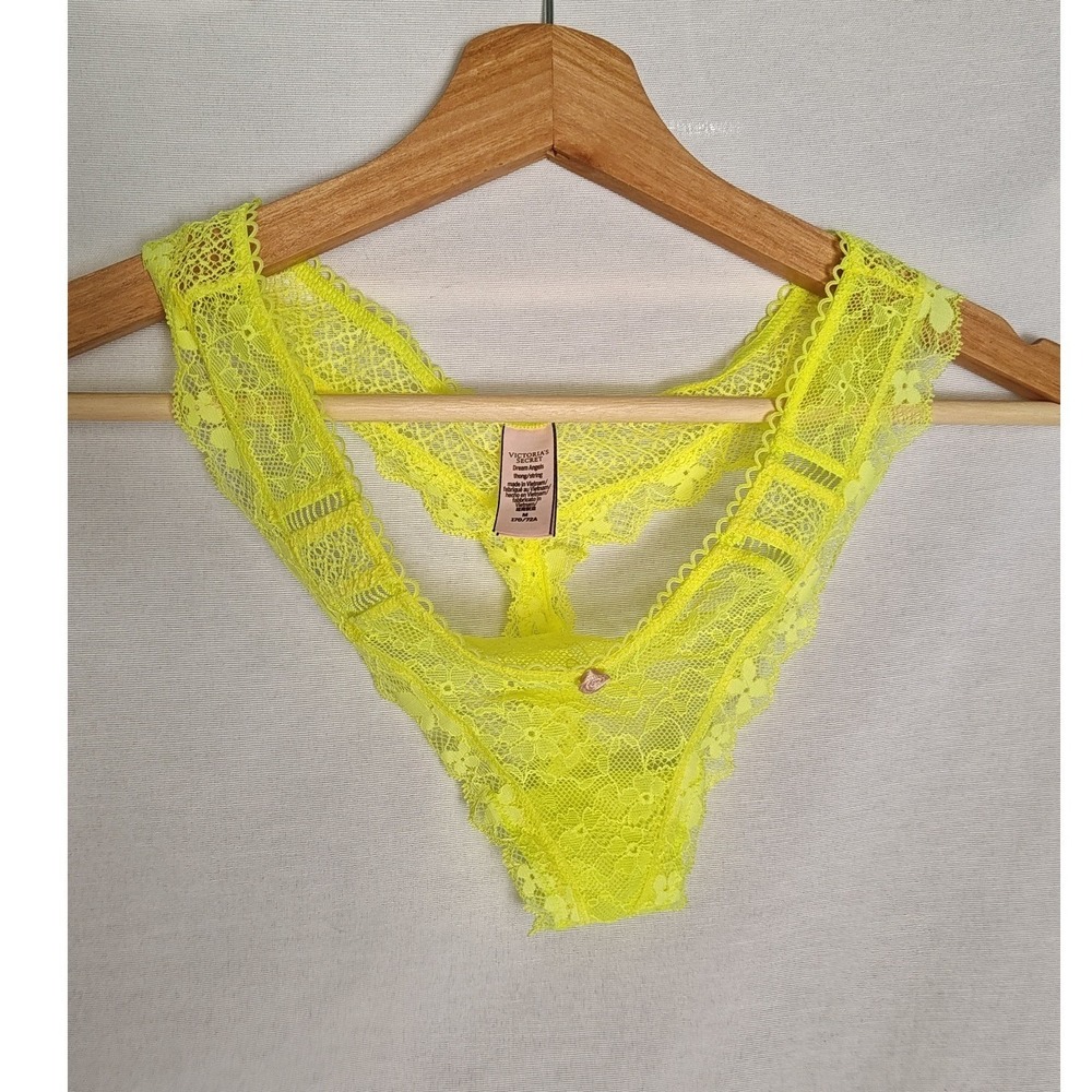 Victoria's Secret Lingerie Set Dream Angels Bustier Bra Yellow Lace L‎ M - Picture 7 of 9